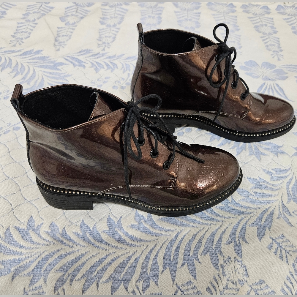 Glossy Rhinestone Lace-ups - Picture 3 of 13